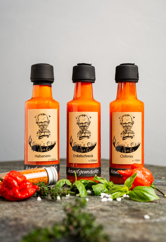 Opas Chiliset (klein) 3x Chilisaucen | 1x Chilipulver
